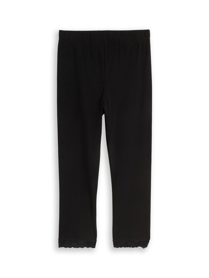 Leggings With Lace - Deep Black