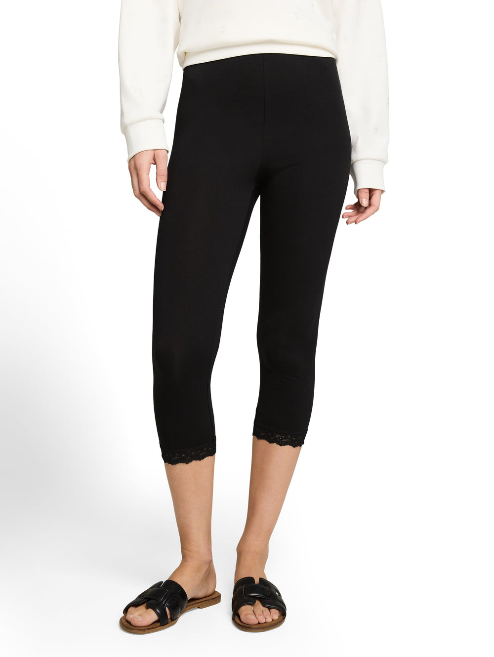 Leggings With Lace - Deep Black
