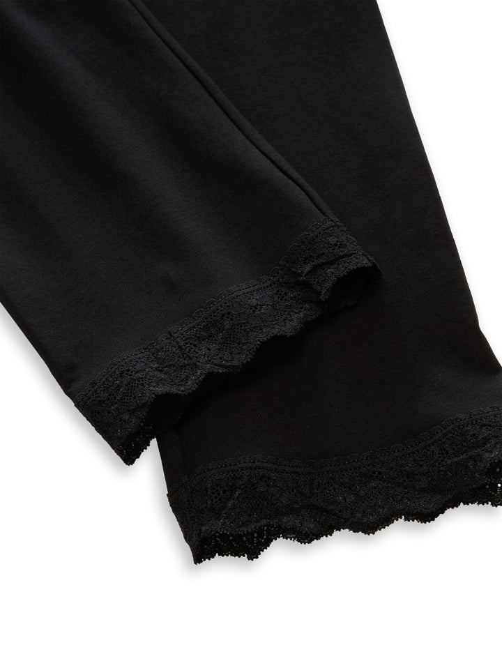 Leggings With Lace - Deep Black