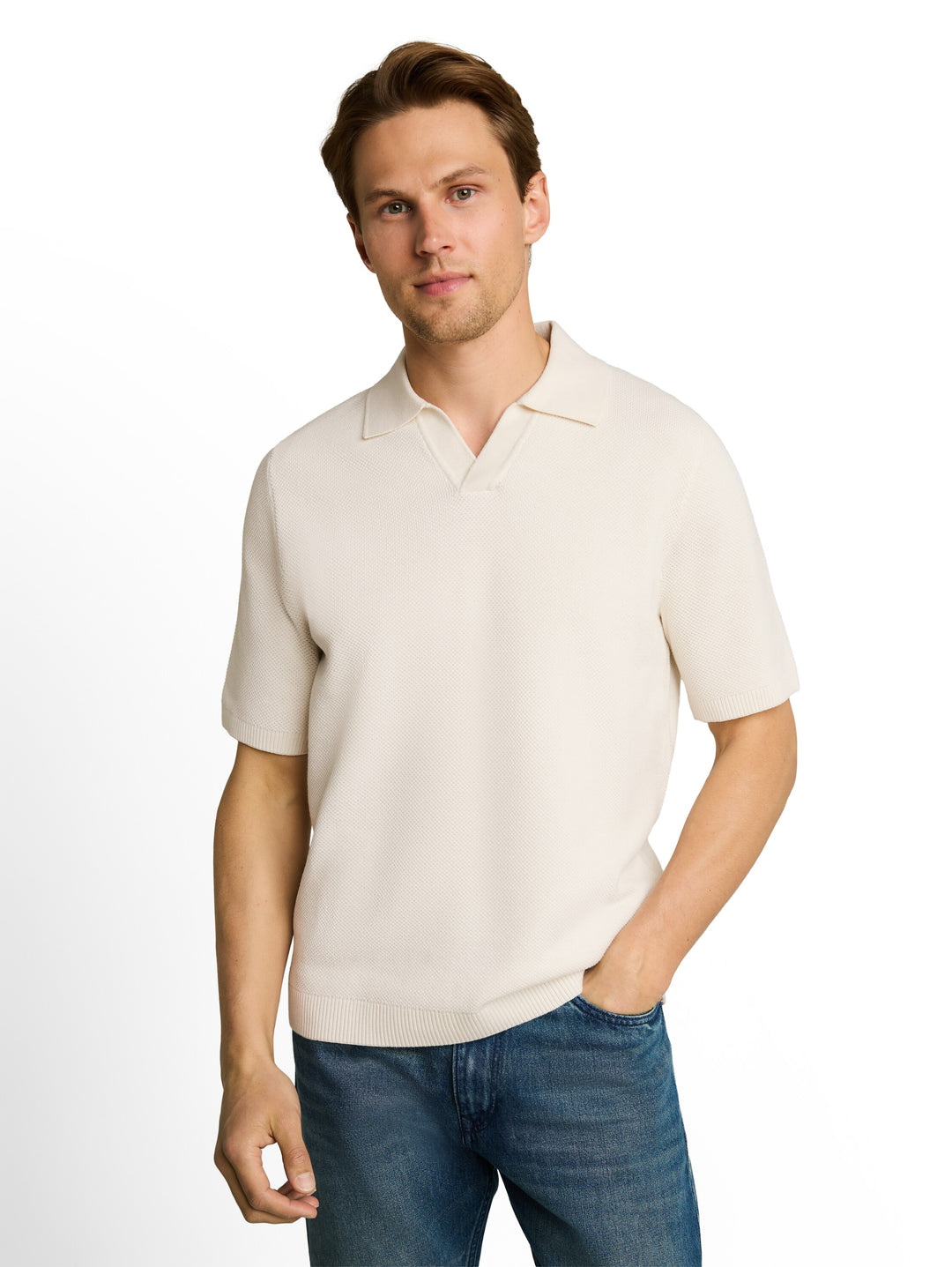 Pique Knit Polo - Wool White