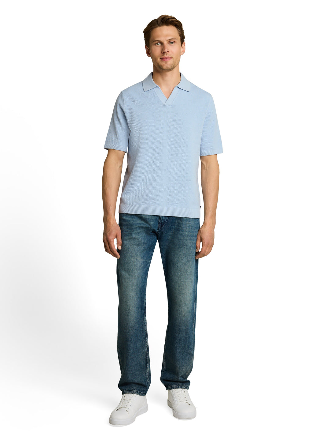 Pique Knit Polo - Light Metal Blue