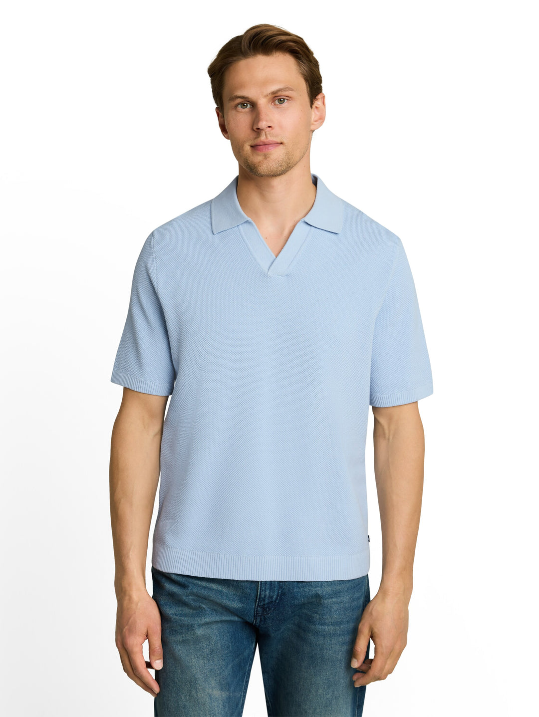 Pique Knit Polo - Light Metal Blue