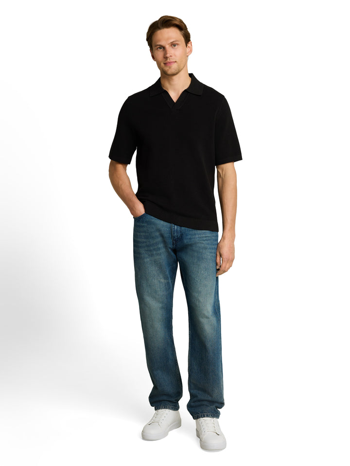 Pique Knit Polo - Black