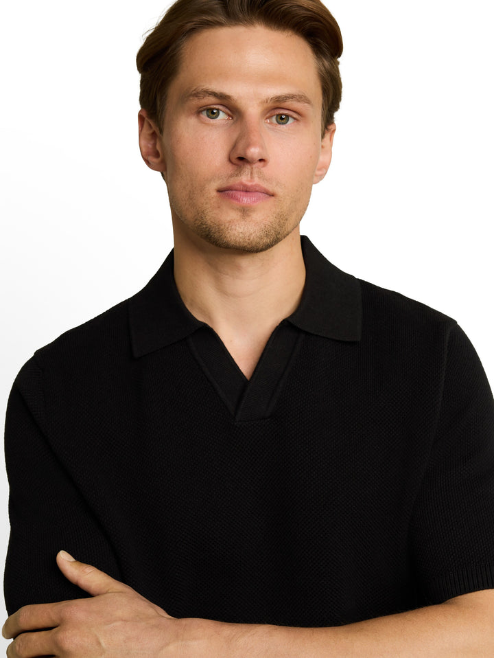 Pique Knit Polo - Black