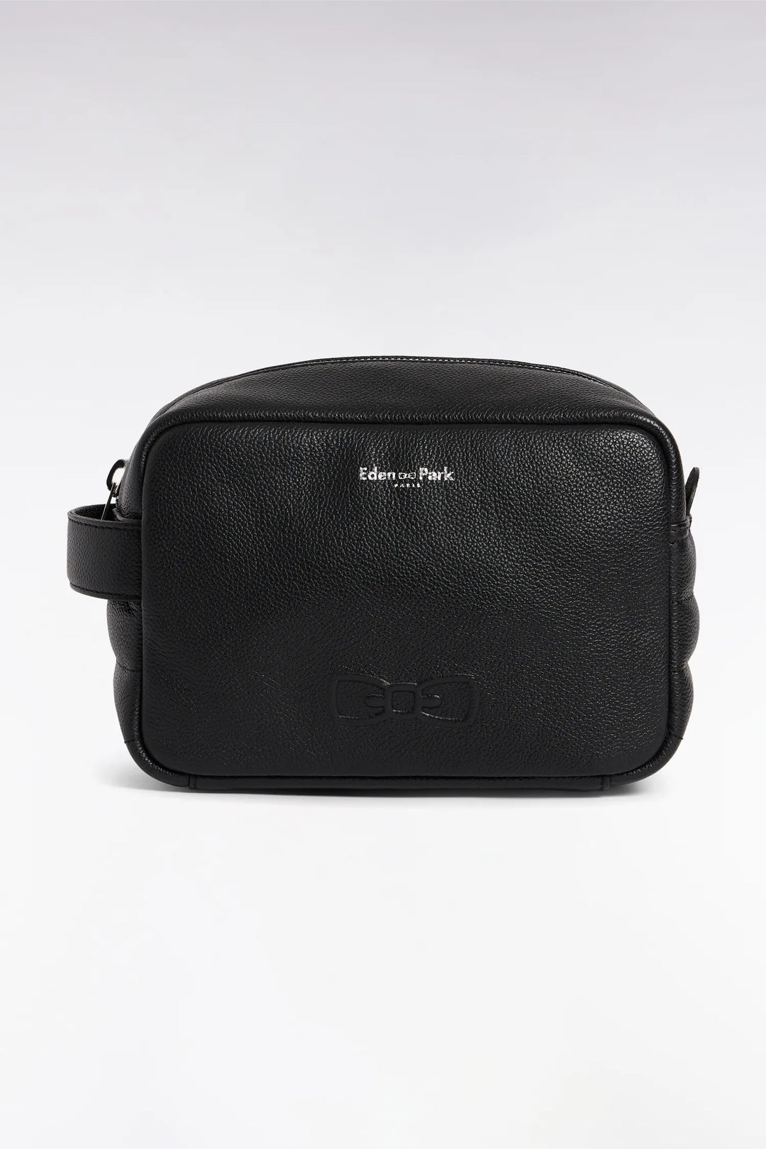 Black Grained Leather Toiletry Bag