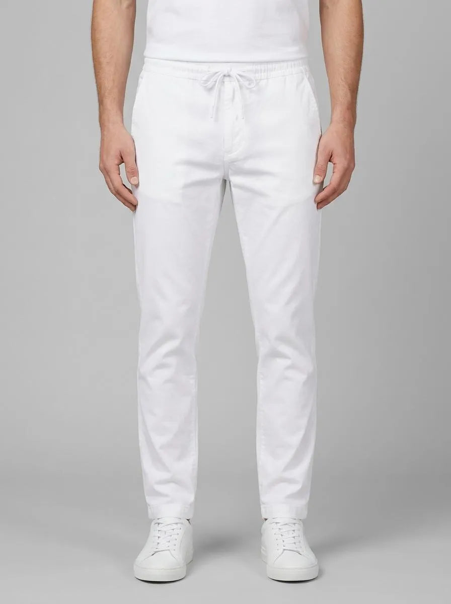 Regular-Fit Chino Pants in White Stretch Cotton