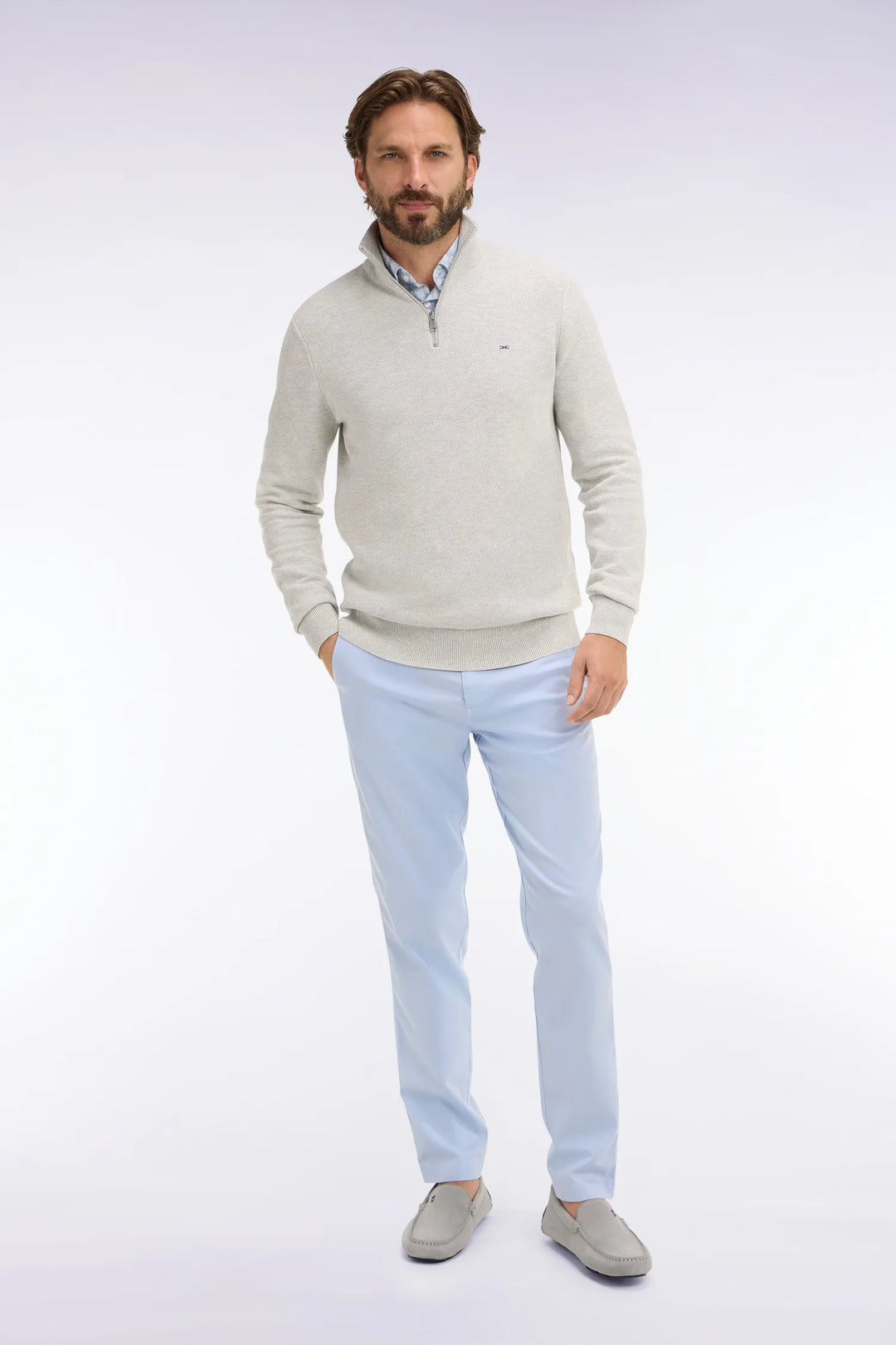 Sky Blue Lyocell and Stretch Cotton Chino Pants