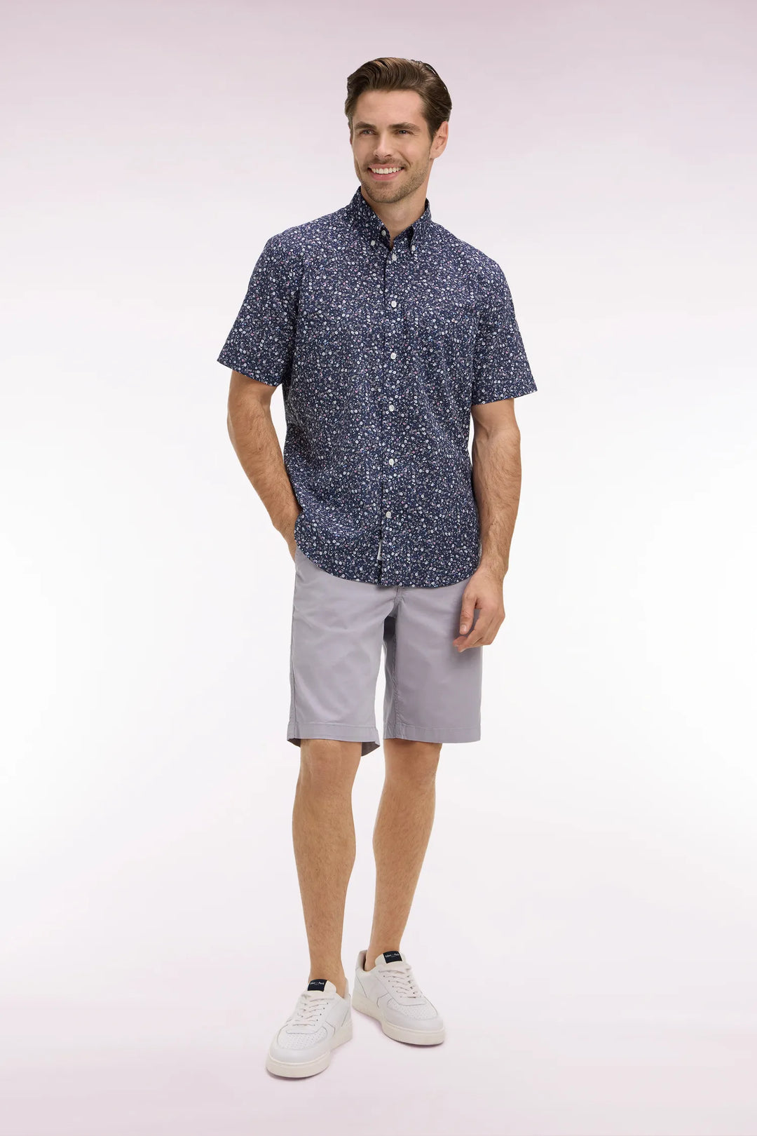 Chino Bermuda Shorts in Grey Stretch Gabardine