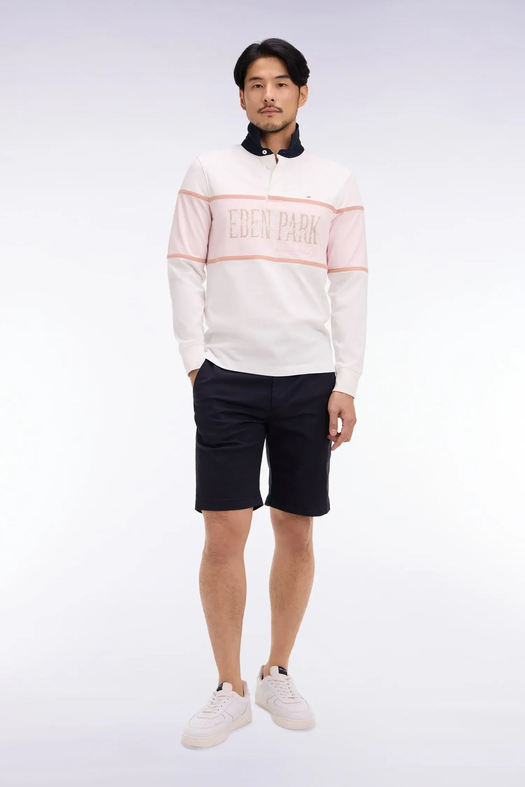 Navy Cotton and Lyocell Blend Bermuda Shorts
