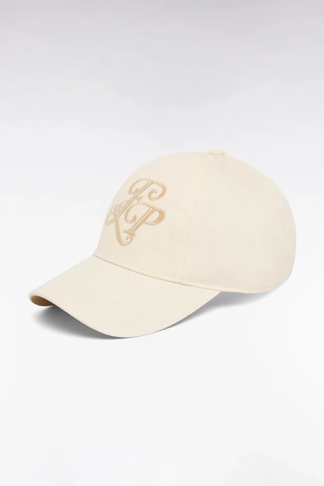 Ecru Cotton Twill Cap with Ep Initials Embroidery