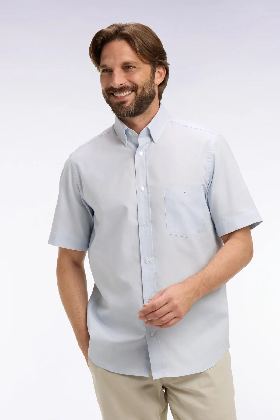 Short-Sleeved Shirt in Sky-Dyed Cotton
