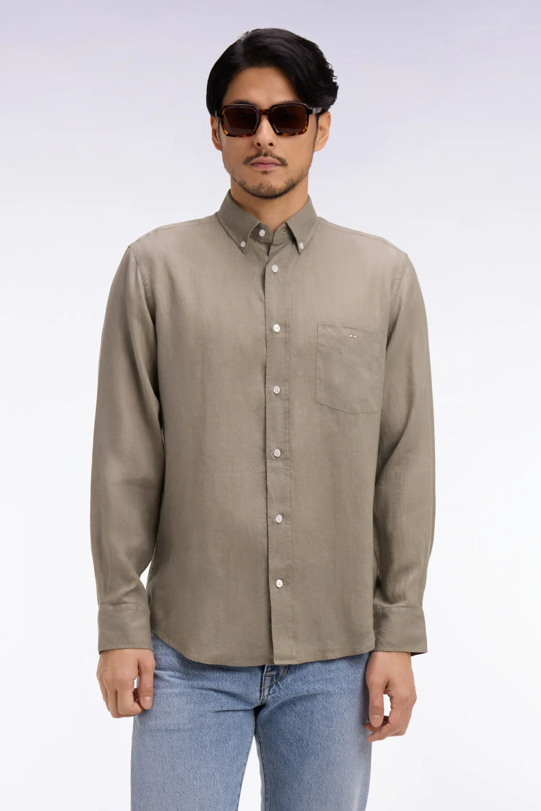 Straight Brown Linen Shirt