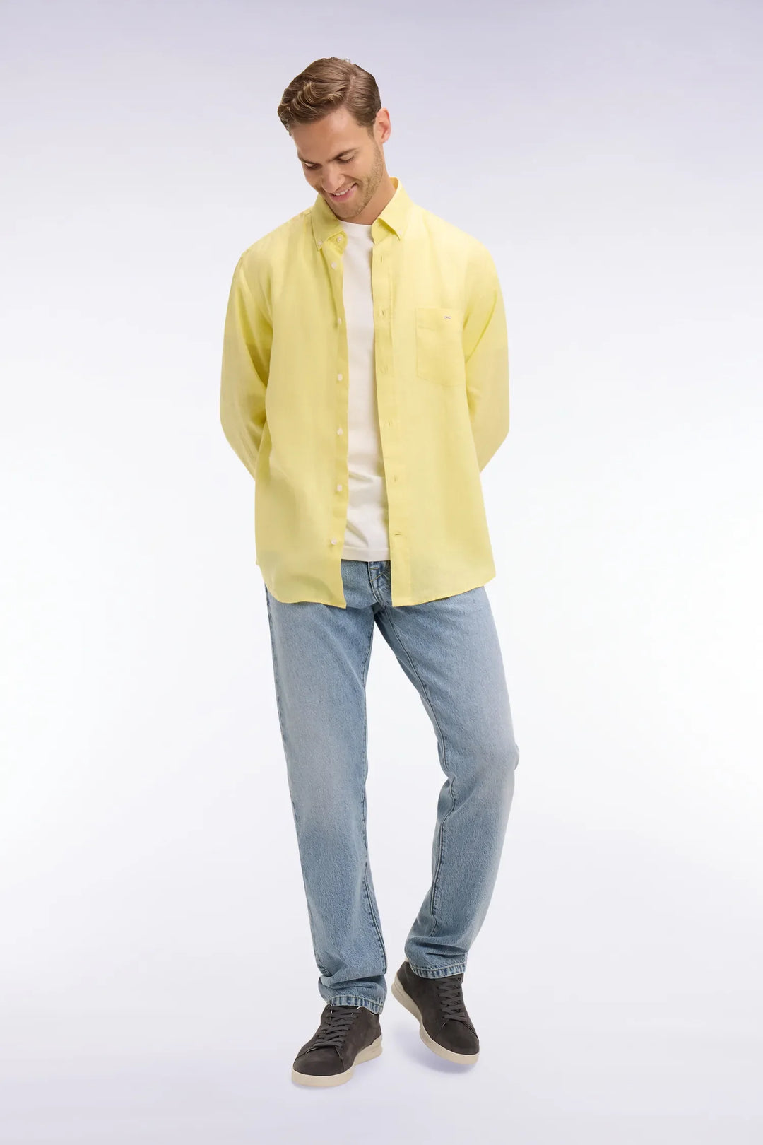 Straight Yellow Linen Shirt