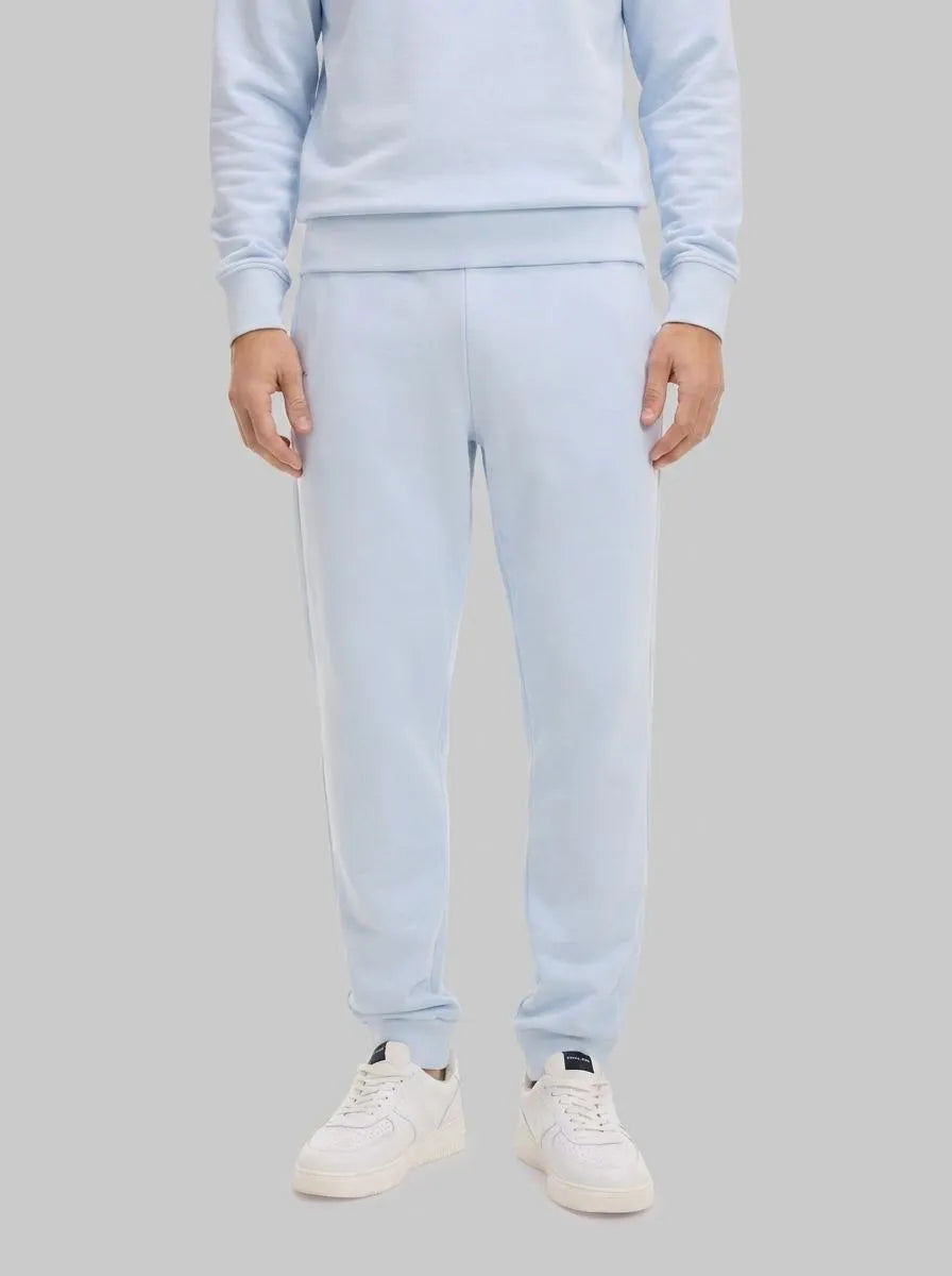 Plain Sky Blue Cotton Fleece Joggers