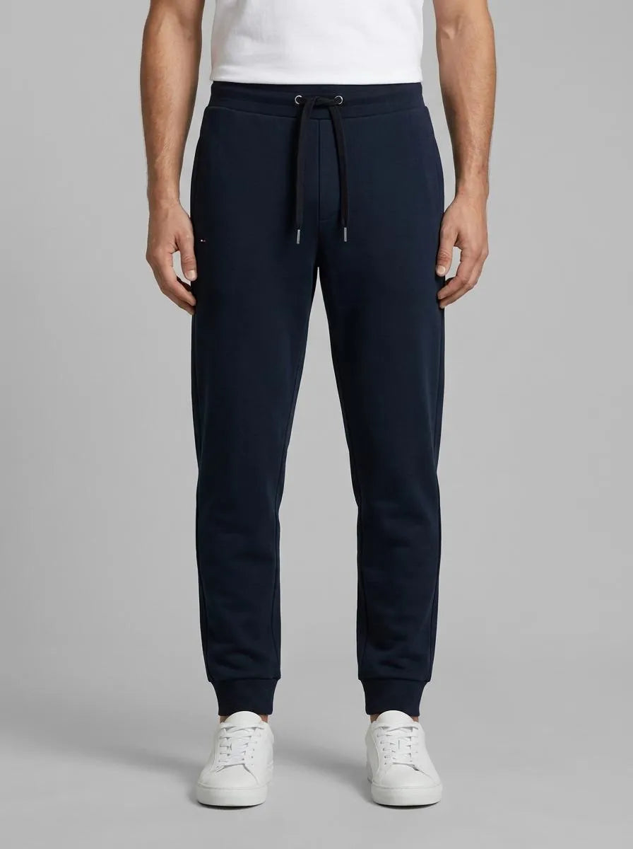 Plain Navy Cotton Fleece Joggers