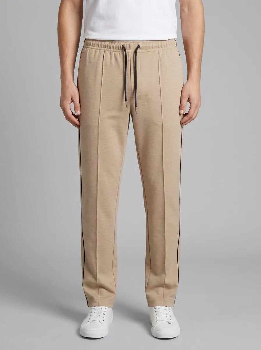 Regular Fit Beige Cotton Blend Jogging Pants