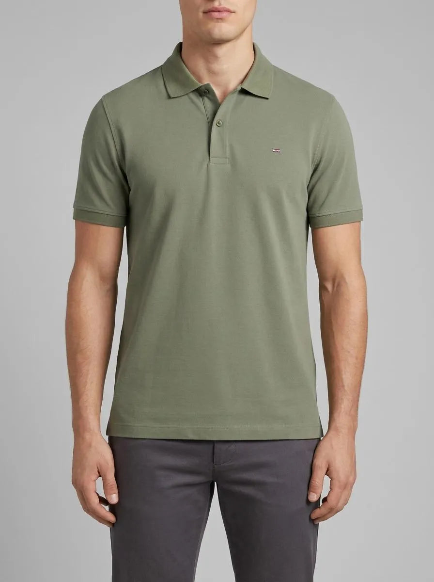 Short-Sleeved Khaki Cotton Polo Shirt