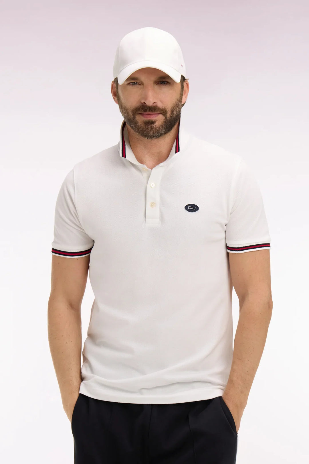 Short-Sleeved Polo Shirt in White Cotton