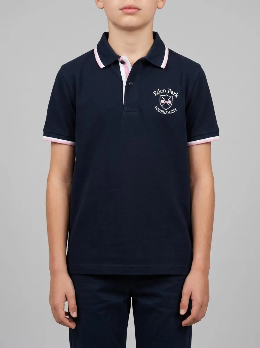 Short-Sleeved Polo Shirt in Navy Cotton Jersey