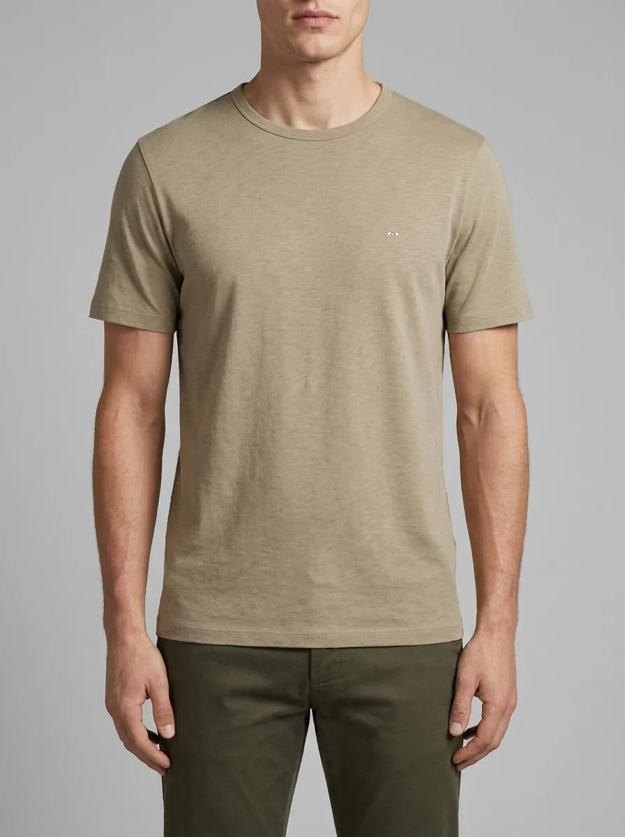 Short-Sleeved Khaki Cotton Jersey T-Shirt
