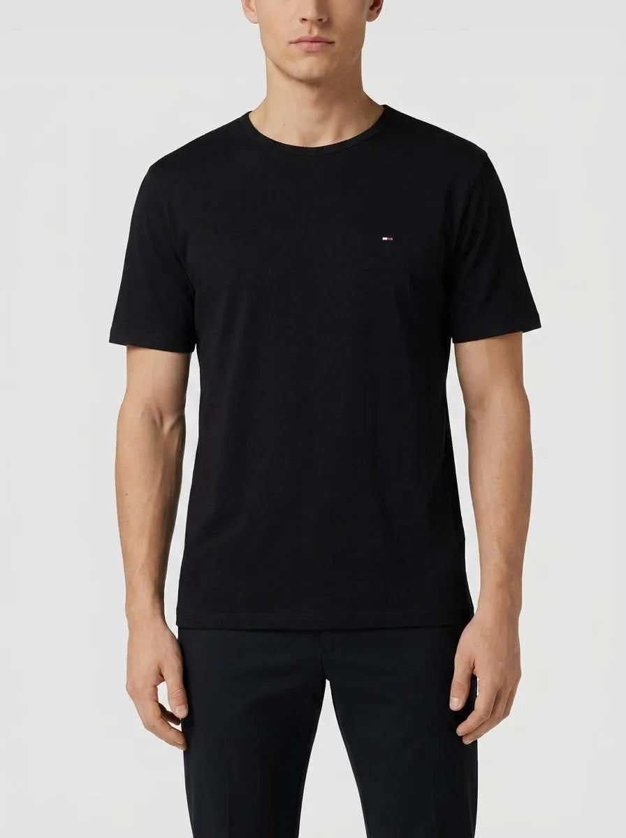 Short-Sleeved T-Shirt in Black Cotton Jersey