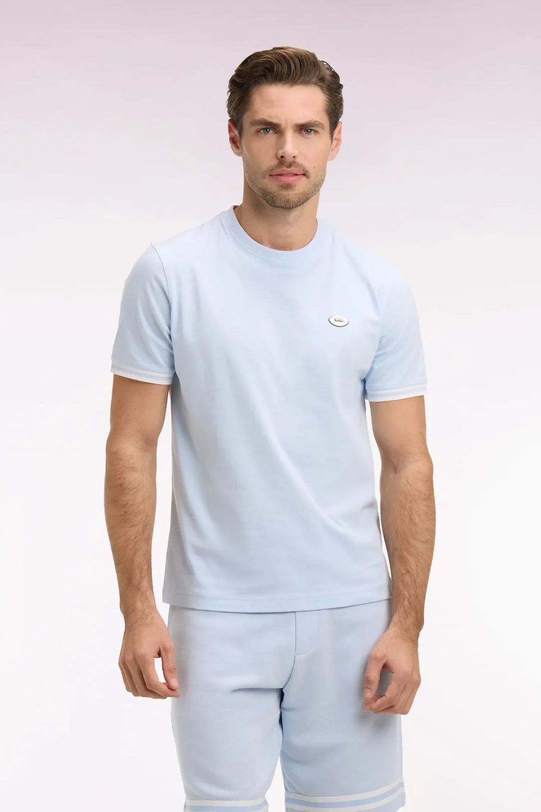 Sky Blue Short-Sleeved Cotton T-Shirt