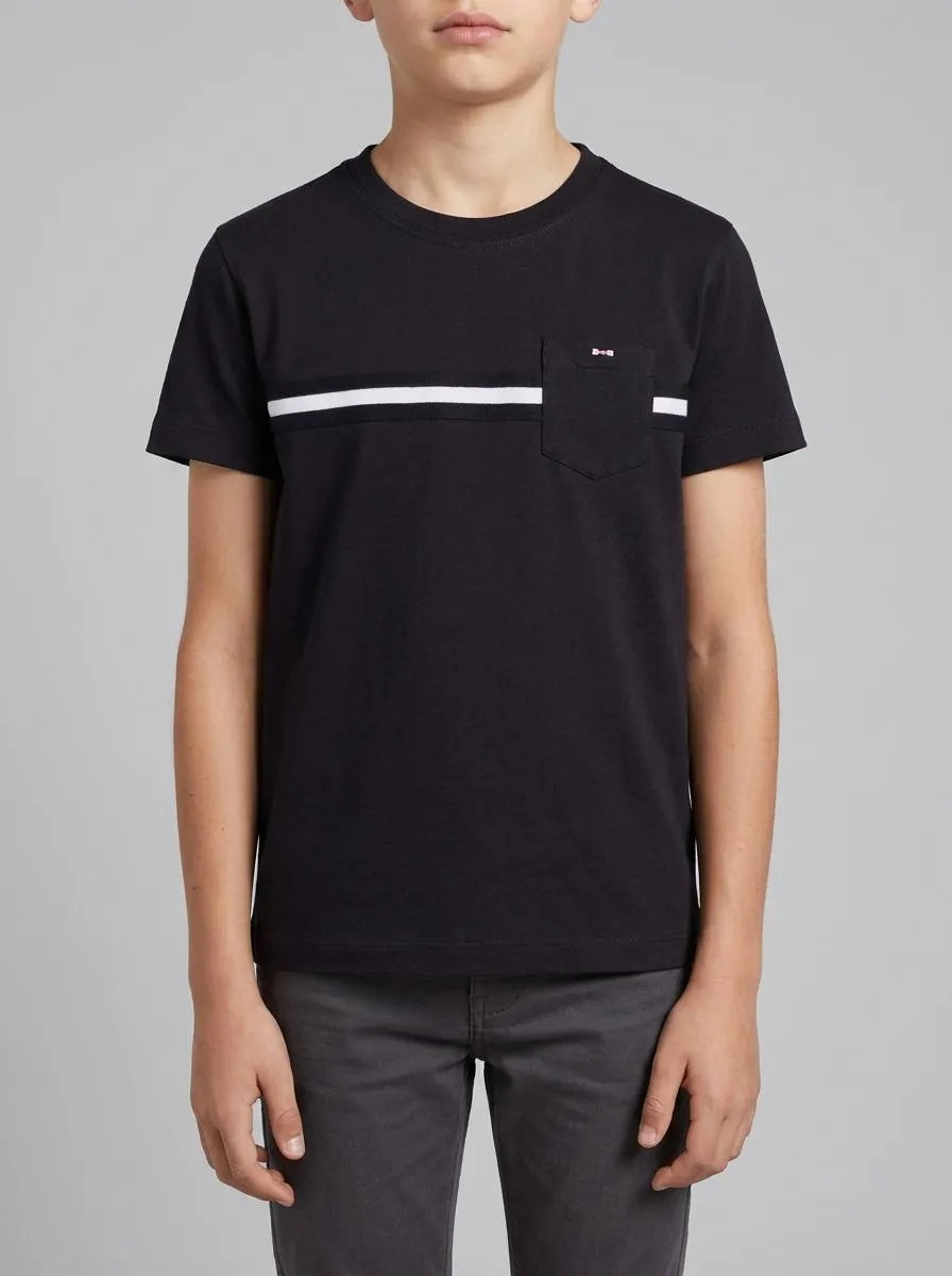 Straight Cut Navy Cotton Short-Sleeved T-Shirt