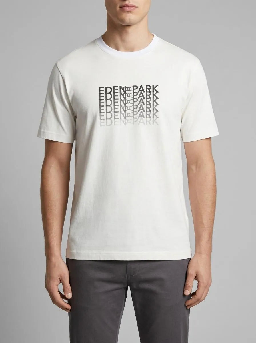Black Screen-Printed Short-Sleeved T-Shirt