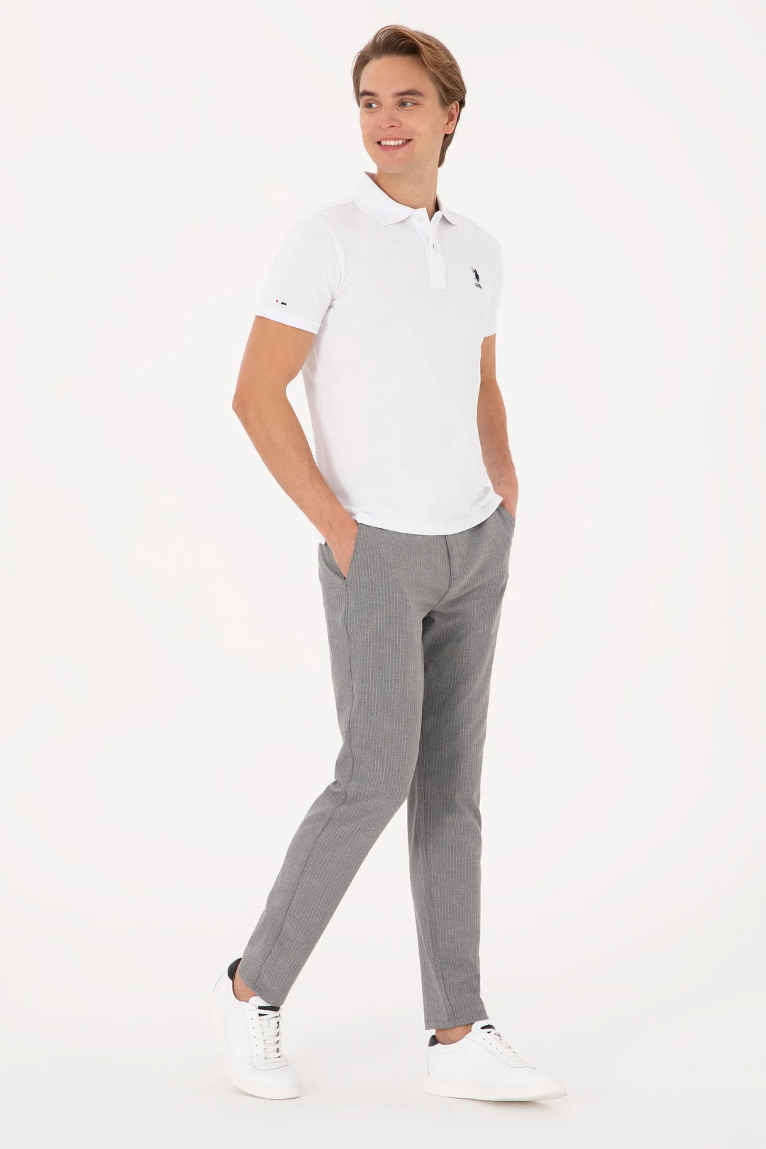 Grey Slim Fit Chino Trousers