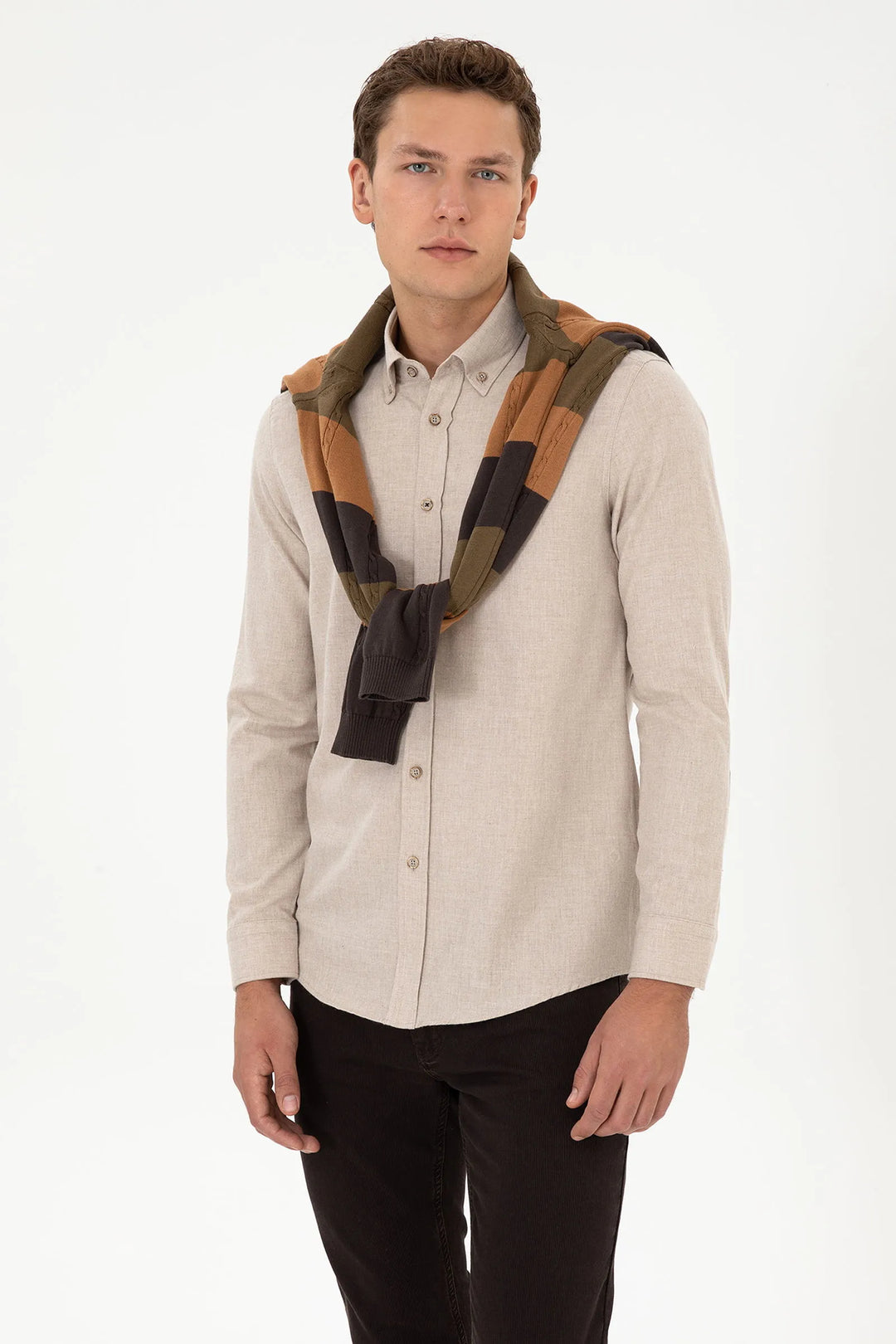 Beige Button Down Shirt