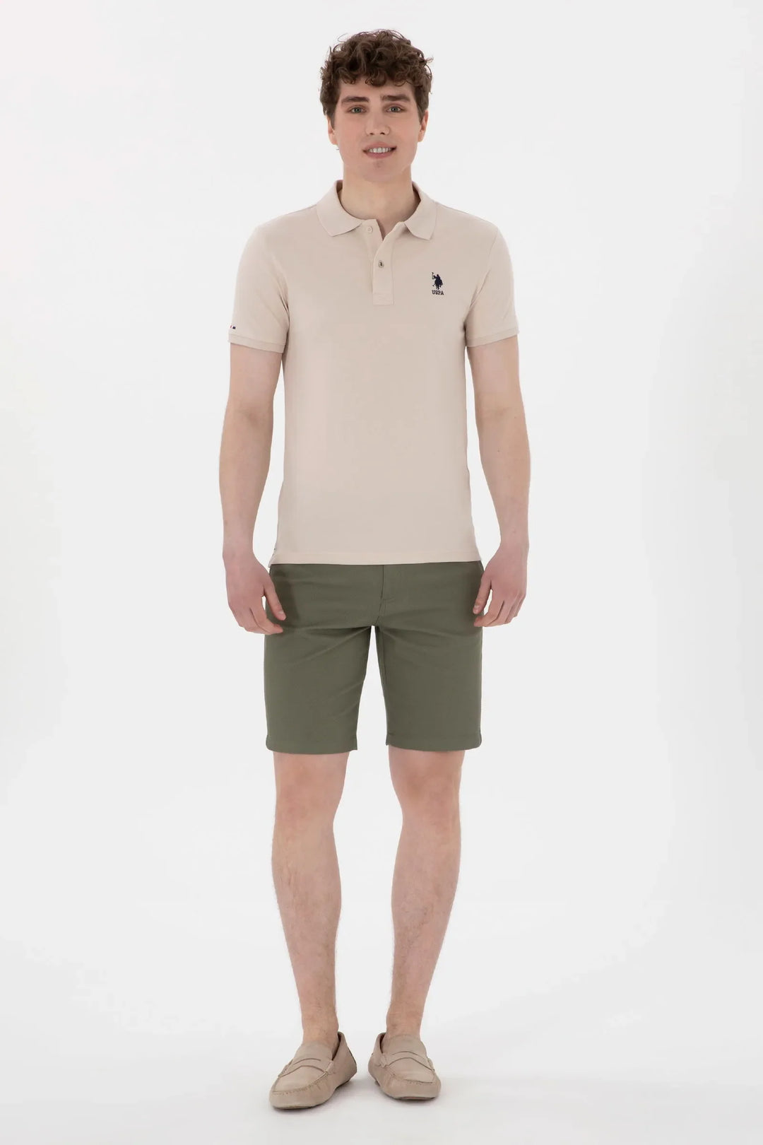 Dark Khaki Woven Bermuda Capri