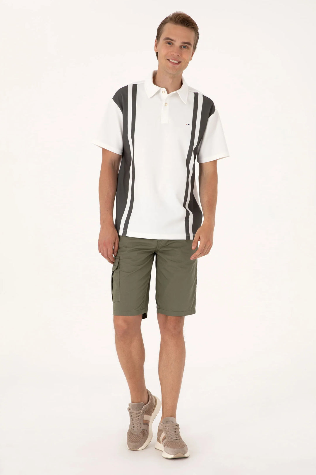 Dark Khaki Woven Bermuda Capri