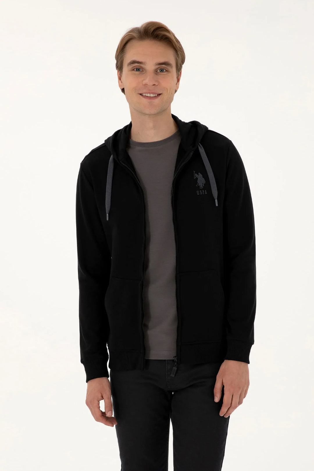 Black Zip Up Hoodie With Logo