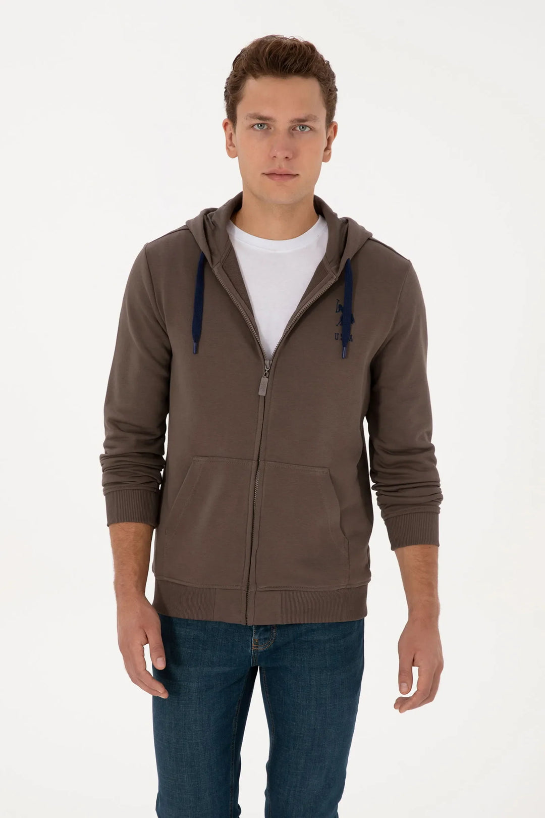 Mink Zip Up Hoodie With Logo