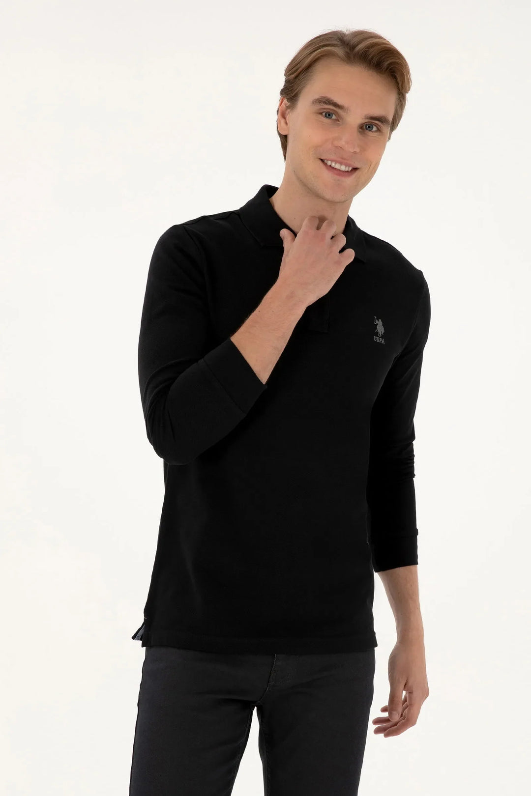 Black Long Sleeve Polo Shirt