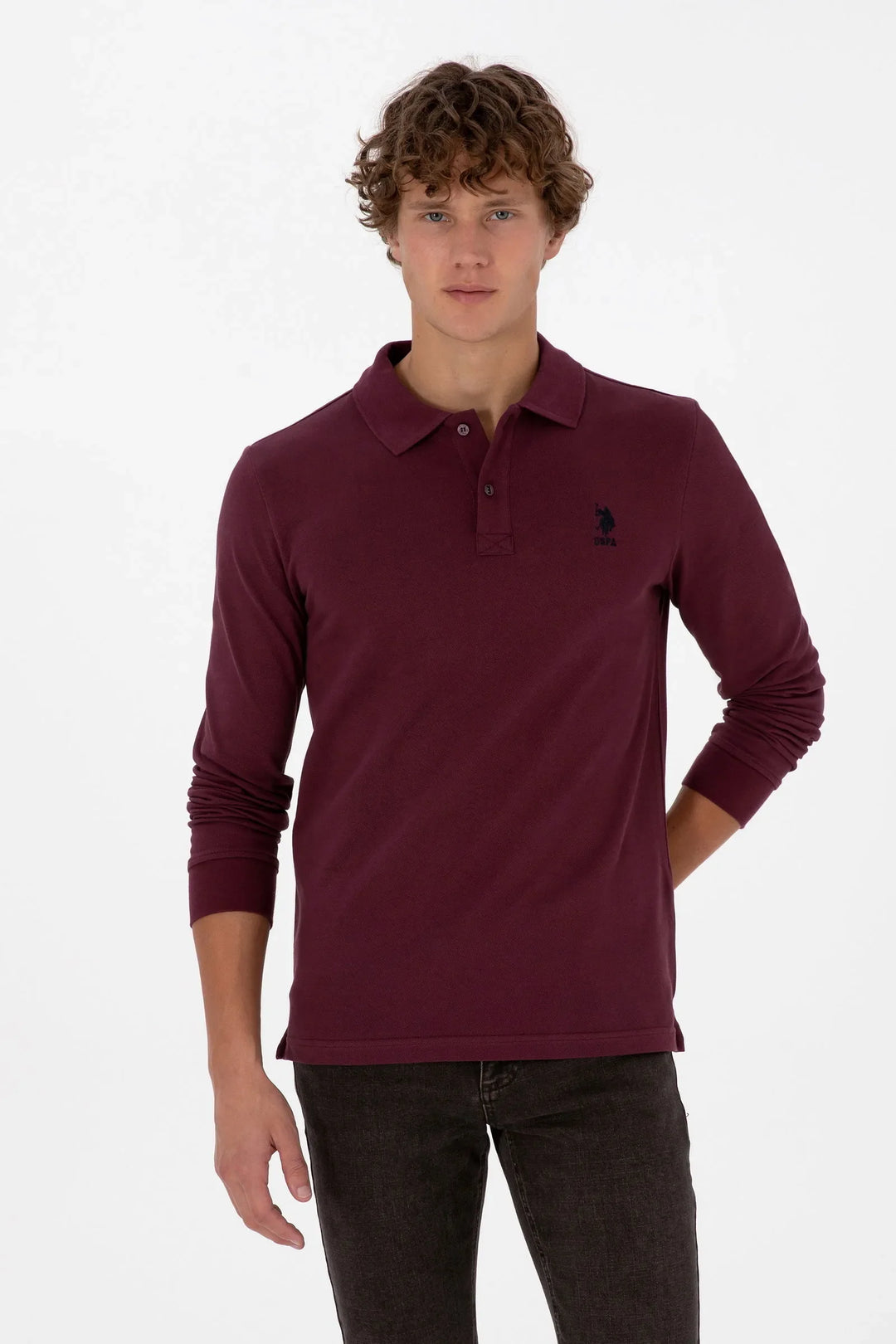 New Plum Long Sleeve Polo Shirt