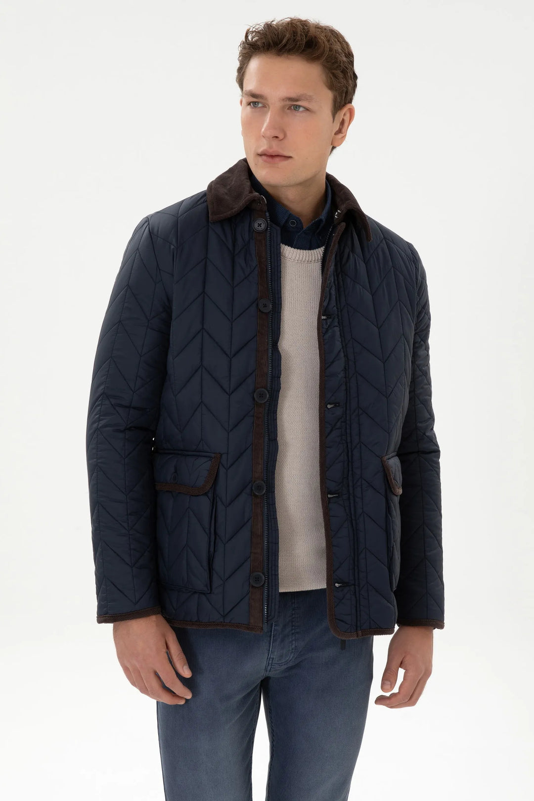 Navy Quilted Puffer Jacket