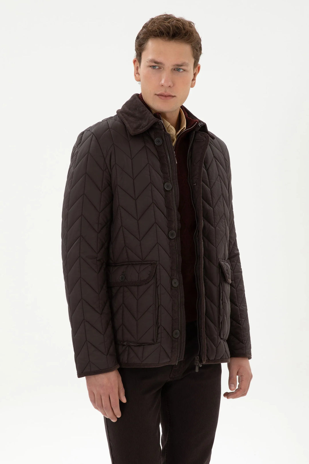 Dark Brown Quilted Puffer Jacket