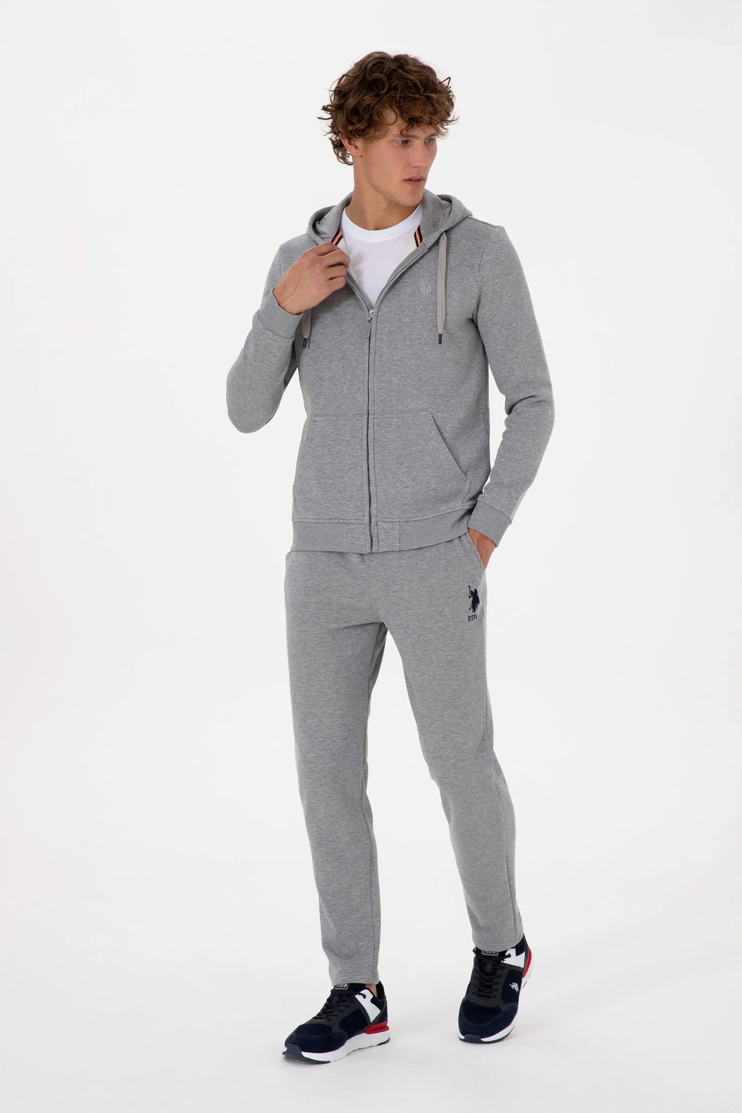 Grey Melange Sweatpants With Logo