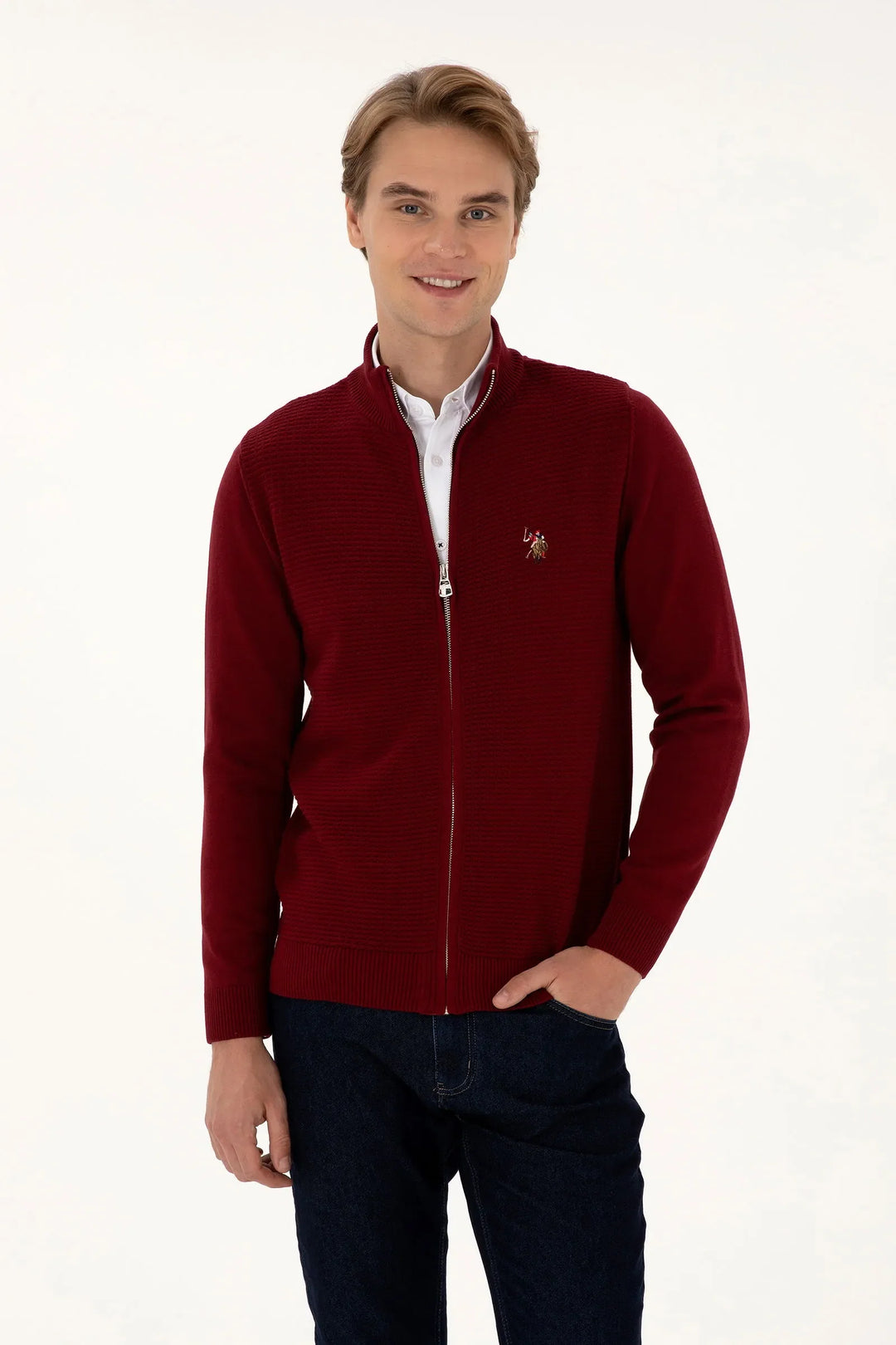 Bordeaux Zip Up Cardigan