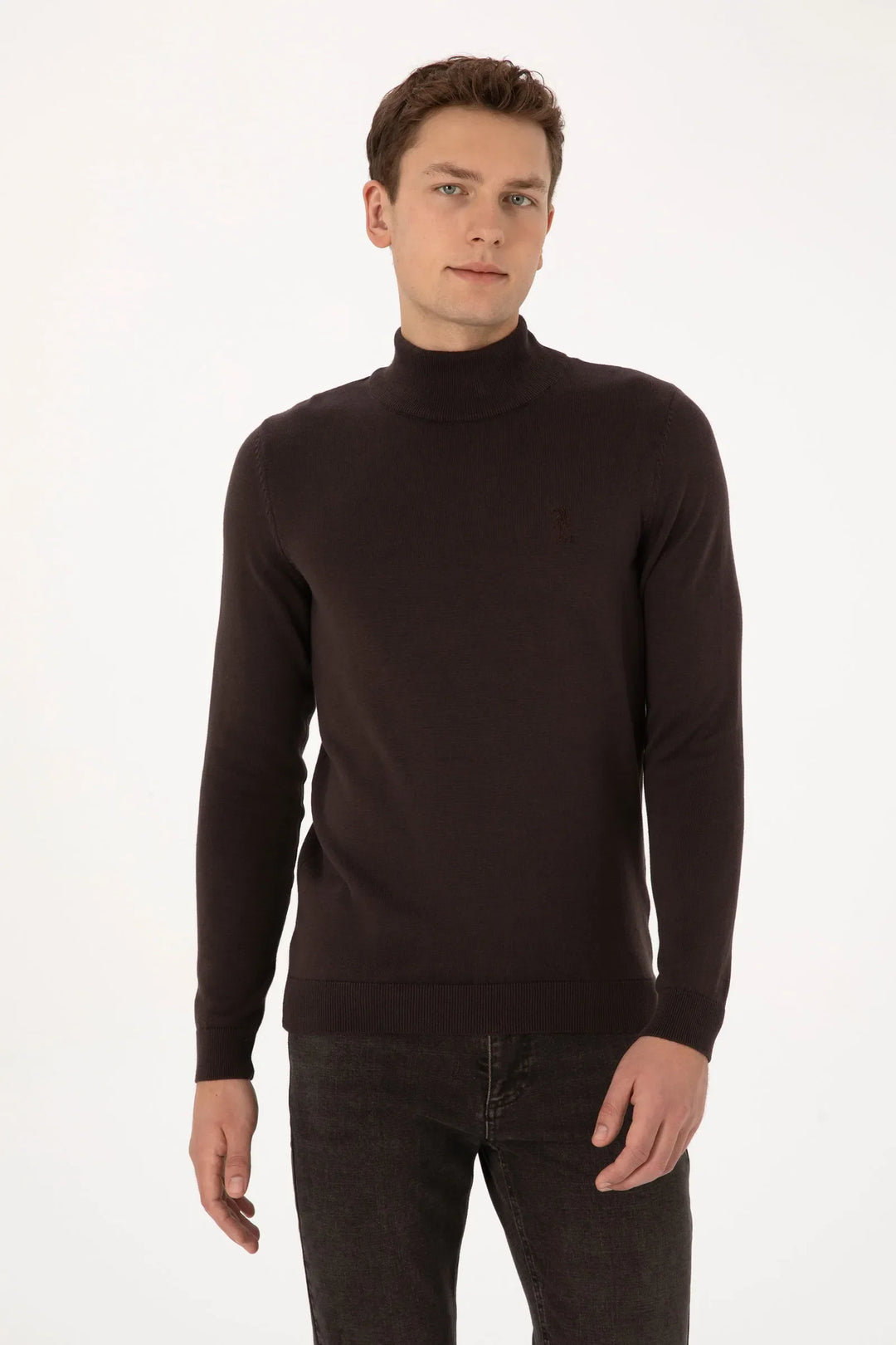 Dark Brown Turtle-neck Pullover