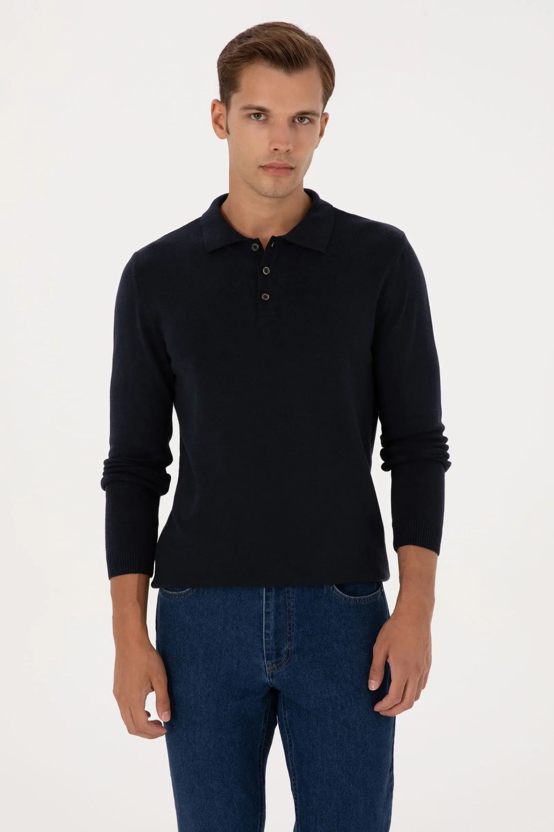 Navy Long Sleeve Polo Shirt
