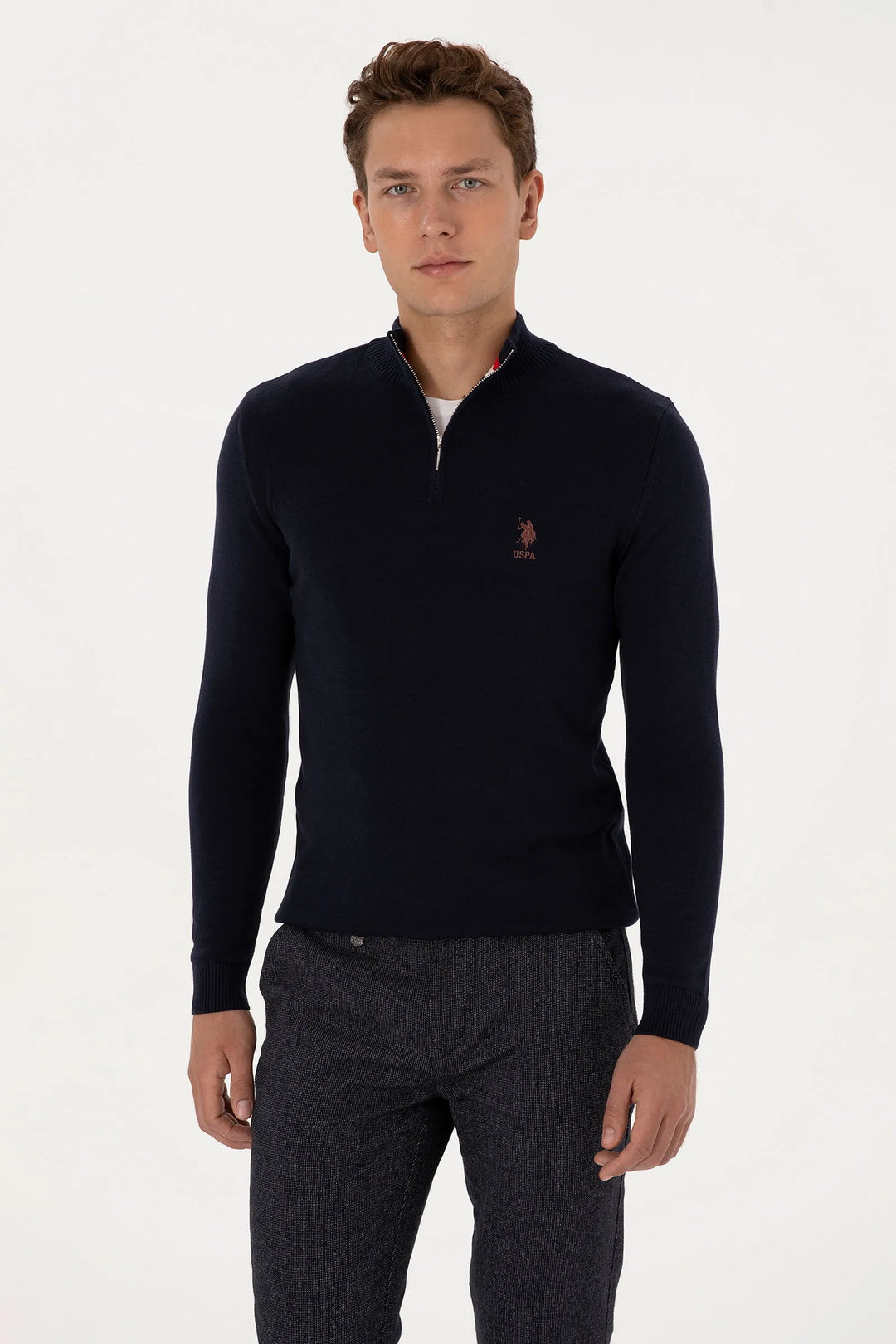 Navy Sweater With Zipper