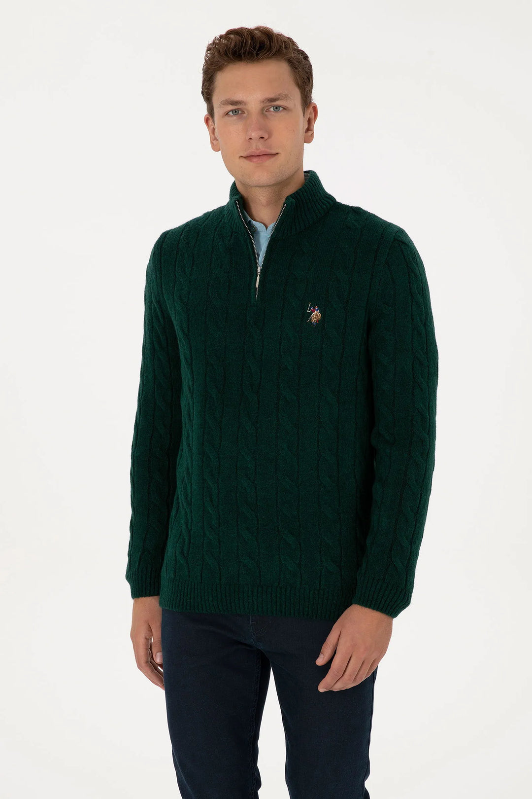 Dark Green Sweater With Zipper
