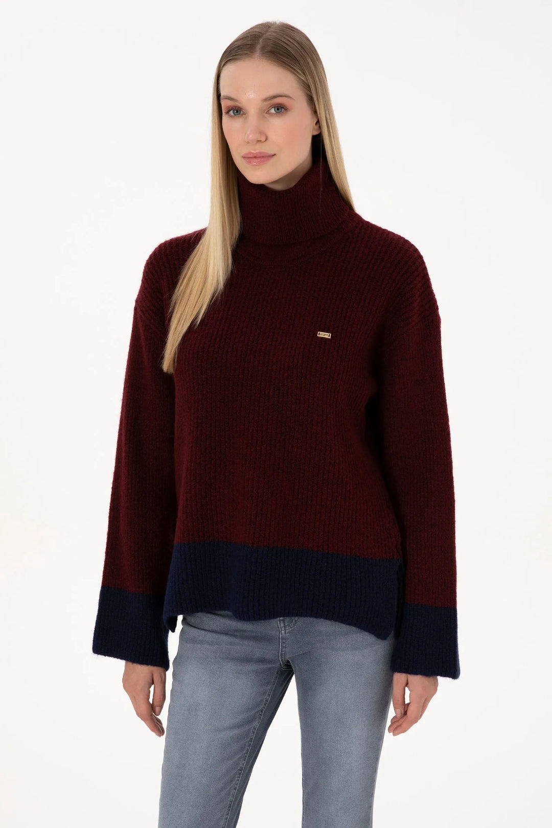 New Plum Oversized High Neck Sweater