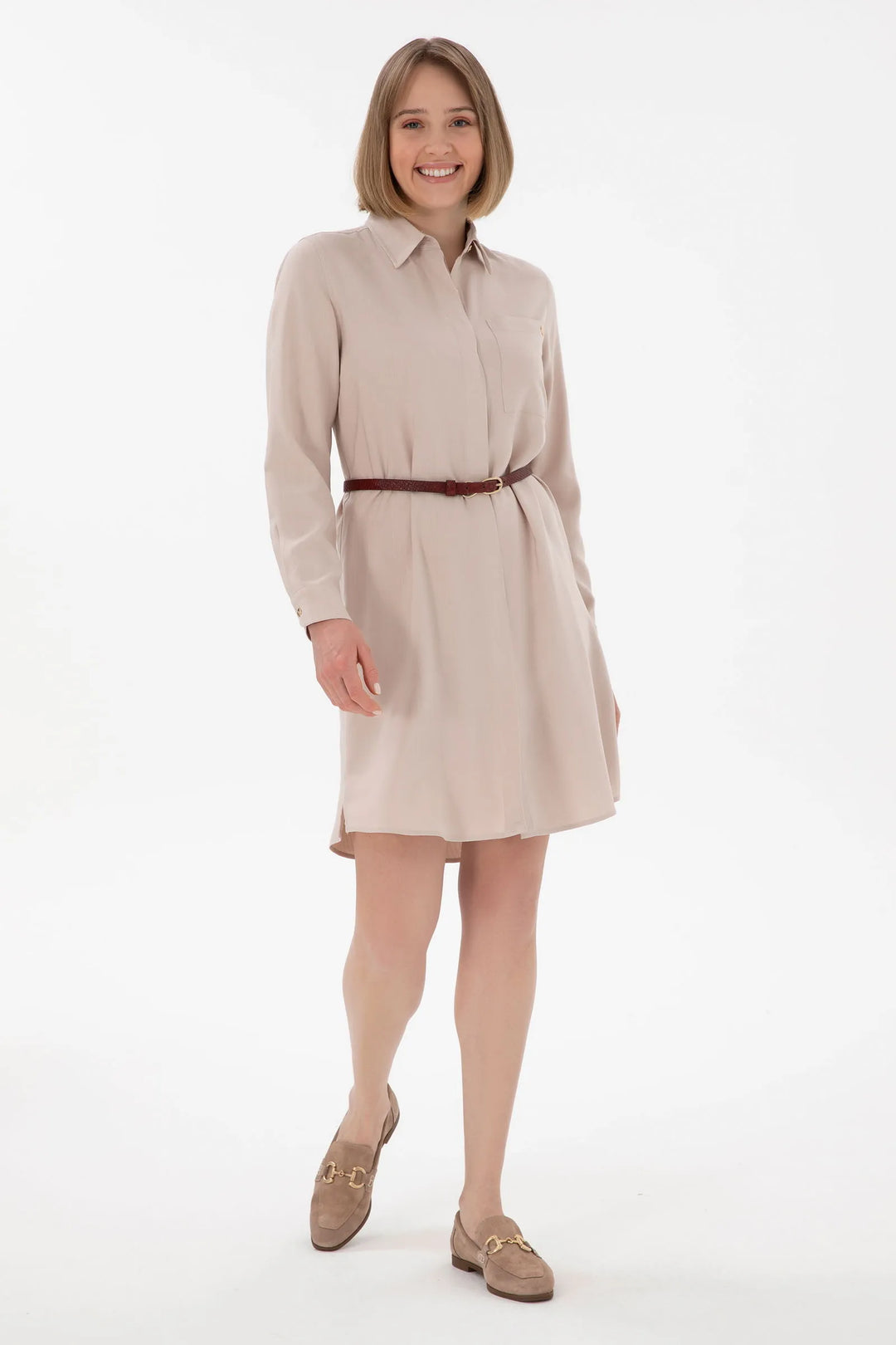 Beige Woven Dress