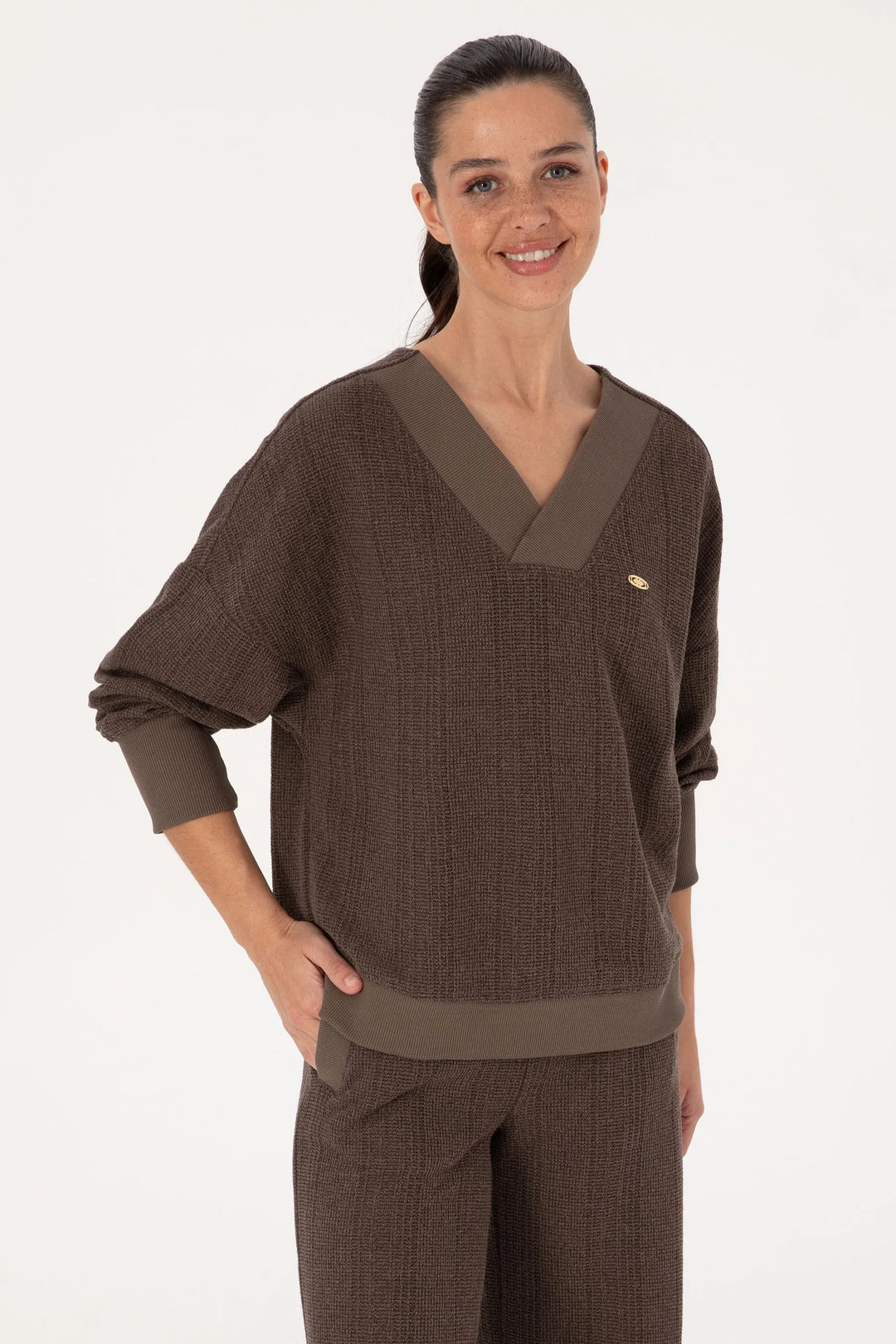 Mink Knitted V-Neck Sweater