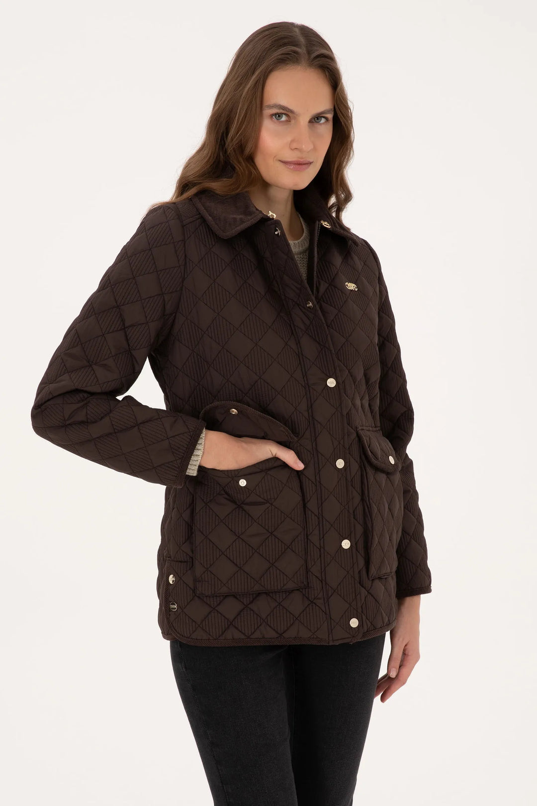 Dark Brown Quilted Jacket
