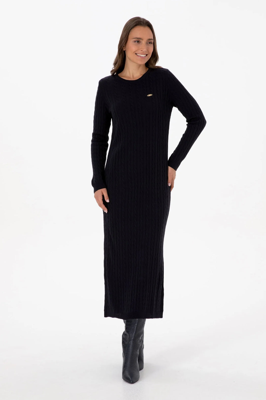 Navy Fitted Midi Dress