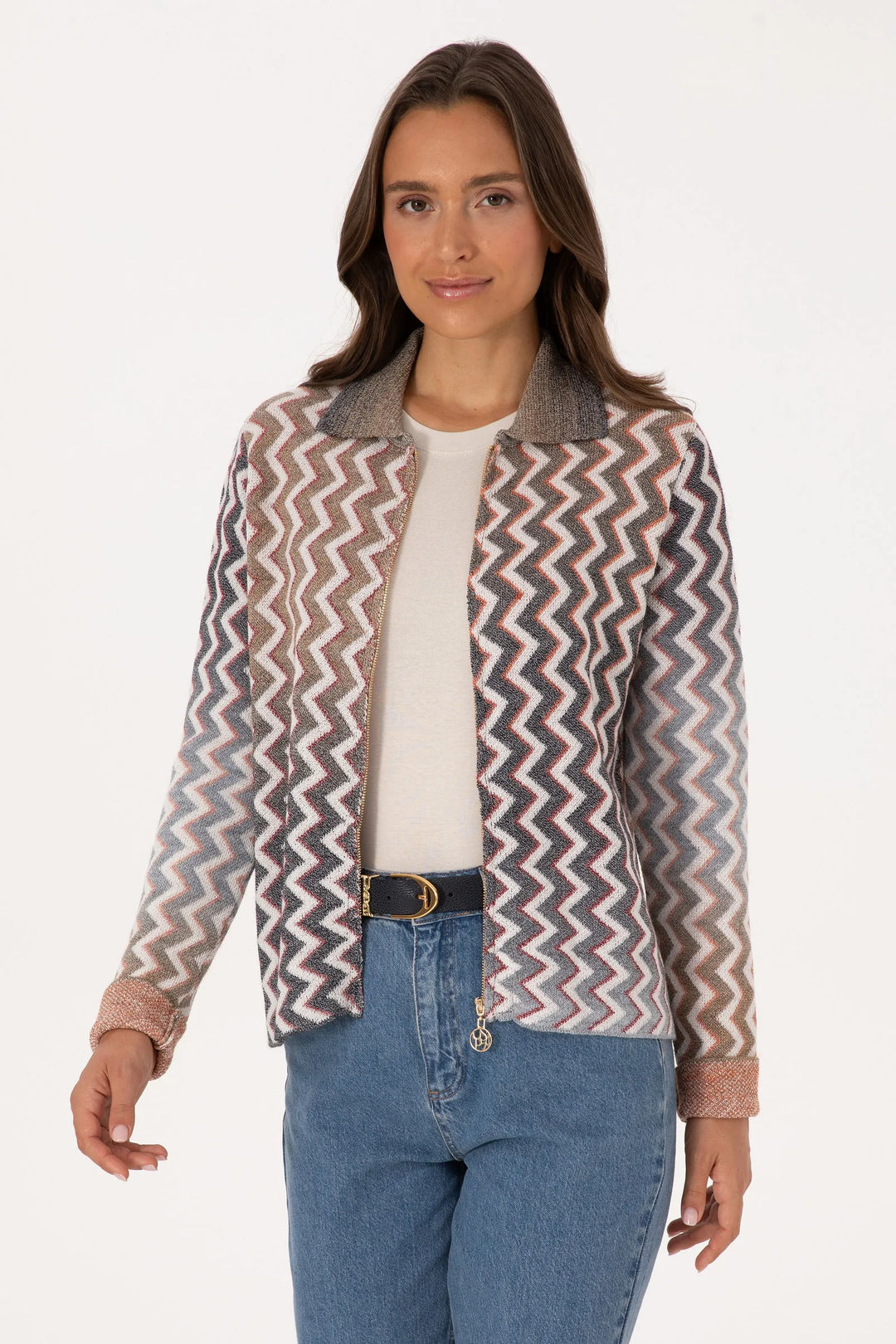 Stone Jacket With Zig Zag Pattern